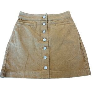 Aritzia Wilfred Free Tan Corduroy Karmen Skirt Button Front Mini Neutral sz 0